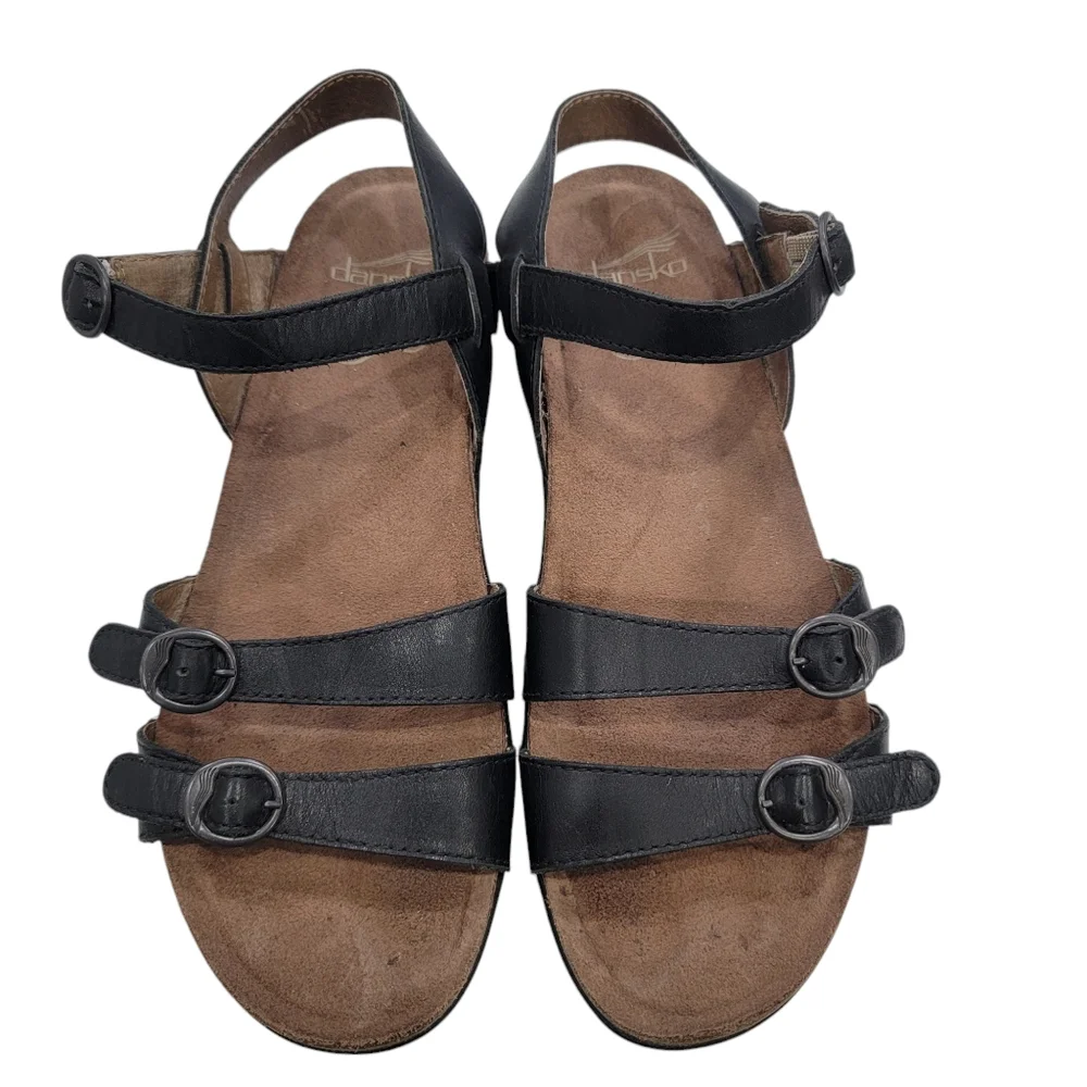 Dansko Janis Black Leather Ankle Strap Sandals Comfortable Women’s Size … - Picture 3 of 17